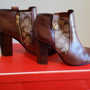 Coach leather logo booties